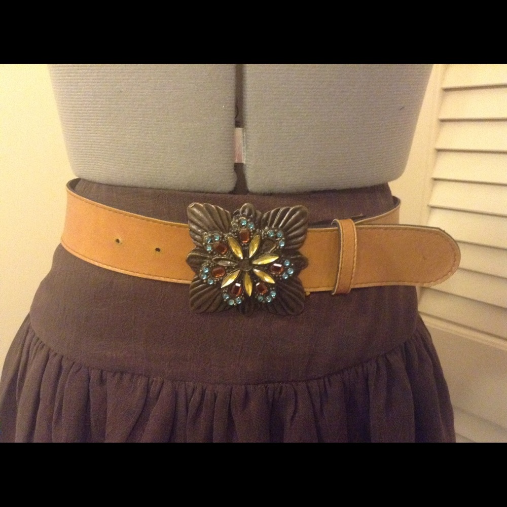 Brown Belt with Jeweled Buckle